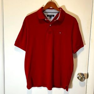 Deep red Tommy Hilfiger short sleeve polo mens medium